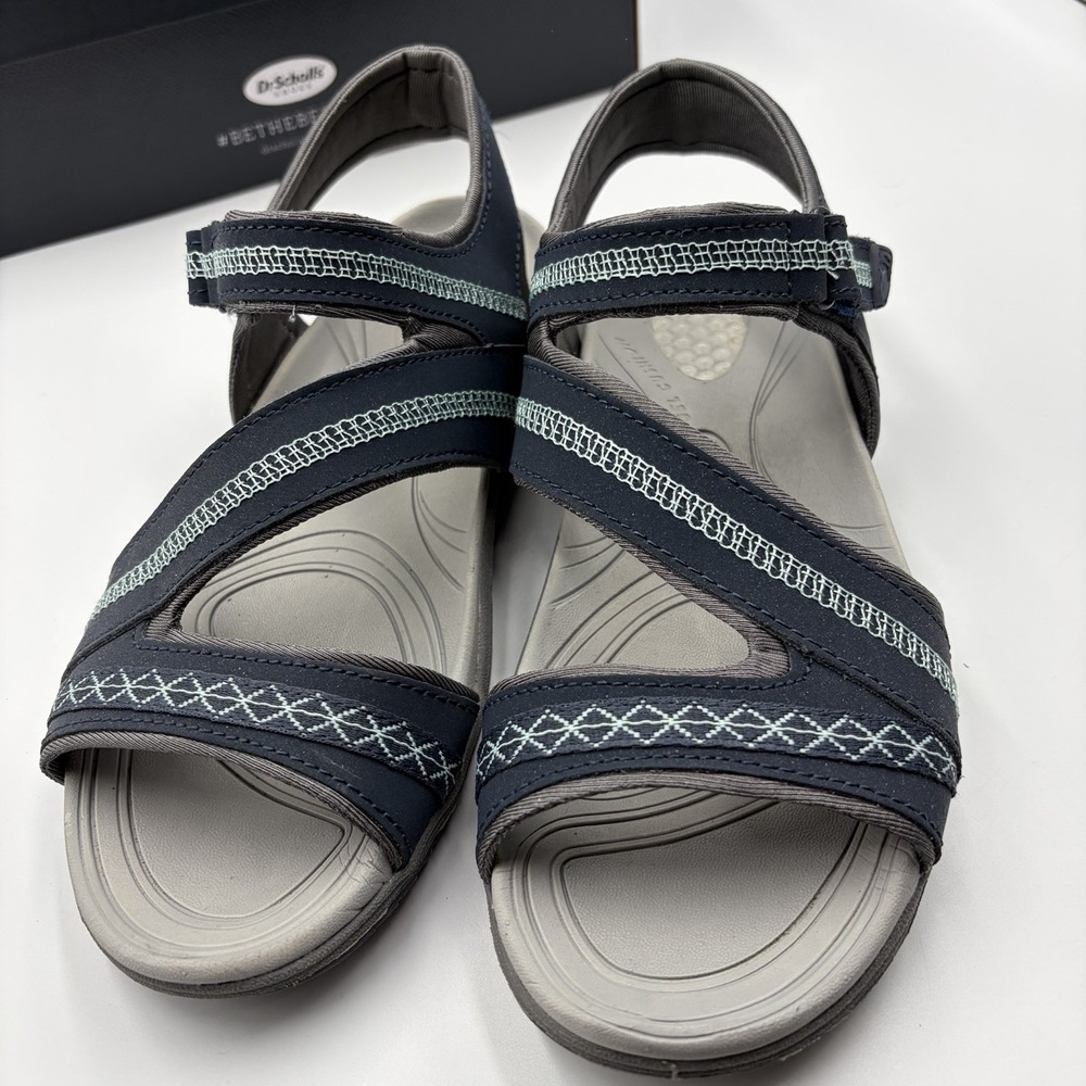 Dr. Scholl's Women's Dynamite Navy -10 Sandal 7.5 Gel‎ Leather Upper Top - Picture 4 of 8